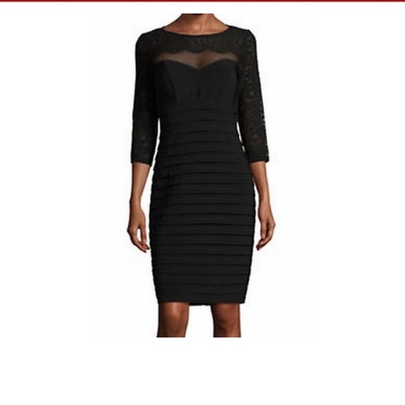 Xscape Women's Lace Trim Shutter Pleated Sheath - Picture 1 of 8